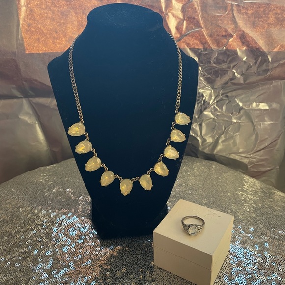 Opal Simulated Necklace & Ring Set - Picture 3 of 10